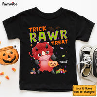 Personalized Halloween Gift For Grandson Trick Rawr Treat Cute Dino Kid T Shirt 28536 thumb 1