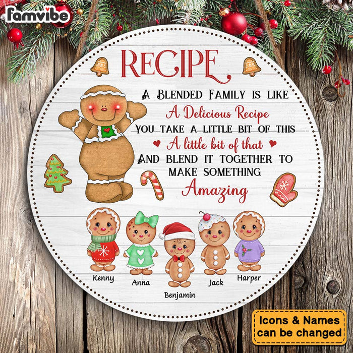 Personalized Christmas Gift For Grandma Recipe For Blended Family Round Wood Sign 28537 1
