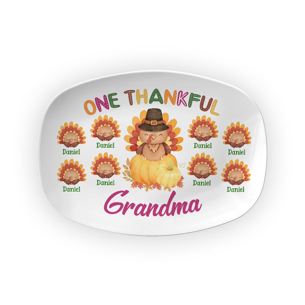 Personalized Thanksgiving Gift One Thankful Grandma Turkey Plate 28541 Primary Mockup