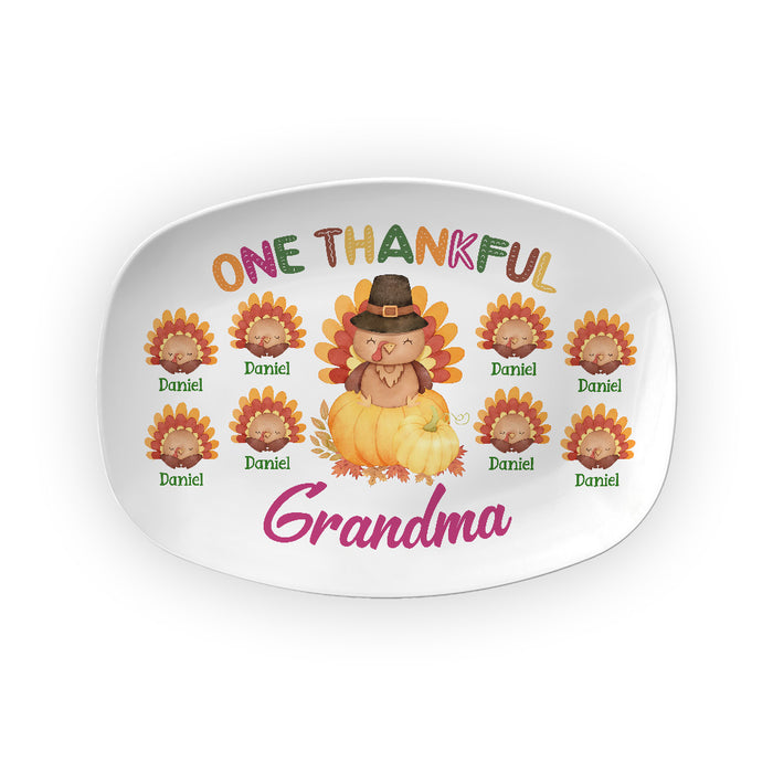 Personalized Thanksgiving Gift One Thankful Grandma Turkey Plate 28541 1