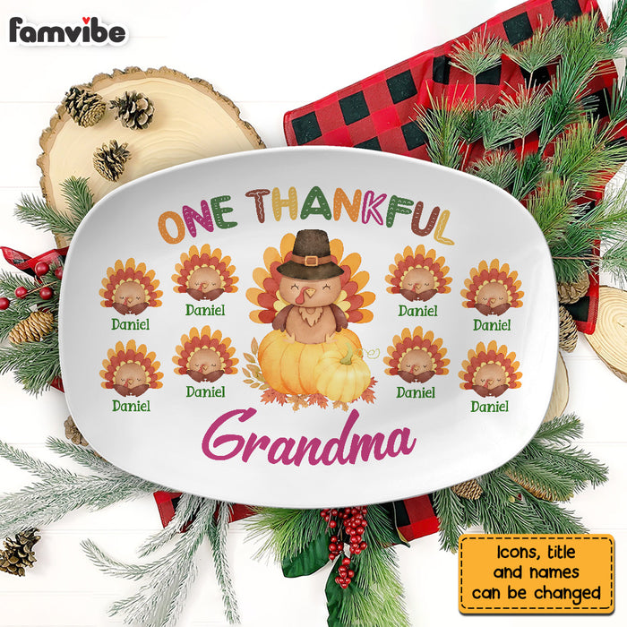 Personalized Thanksgiving Gift One Thankful Grandma Turkey Plate 28541 1