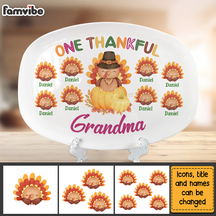 Personalized Thanksgiving Gift One Thankful Grandma Turkey Plate 28541 1