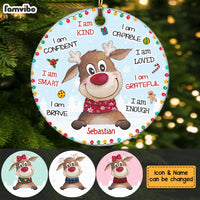 Personalized Gift For Grandson Reindeer Christmas Circle Ornament 28545 thumb 1