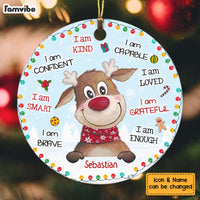 Personalized Gift For Grandson Reindeer Christmas Circle Ornament 28545 thumb 1