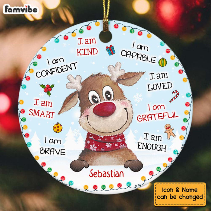 Personalized Gift For Grandson Reindeer Christmas Circle Ornament 28545 1