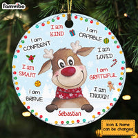 Personalized Gift For Grandson Reindeer Christmas Circle Ornament 28545 thumb 1