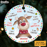 Personalized Gift For Grandson Reindeer Christmas Circle Ornament 28545 thumb 1