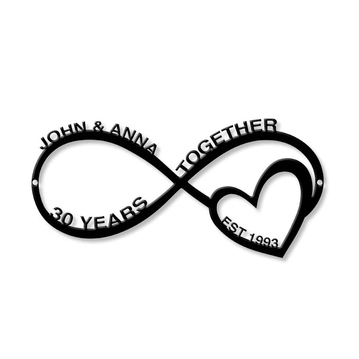 Personalized Gift For Anniversary Couple Heart Infinity Cut Metal Sign 28554 1