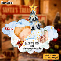 Personalized Christmas Gift For Newborn Baby Daddy And Mommy's World Ornament 28555 thumb 1