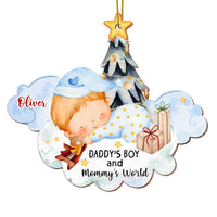 Personalized Christmas Gift For Newborn Baby Daddy And Mommy's World Ornament 28555 thumb 1