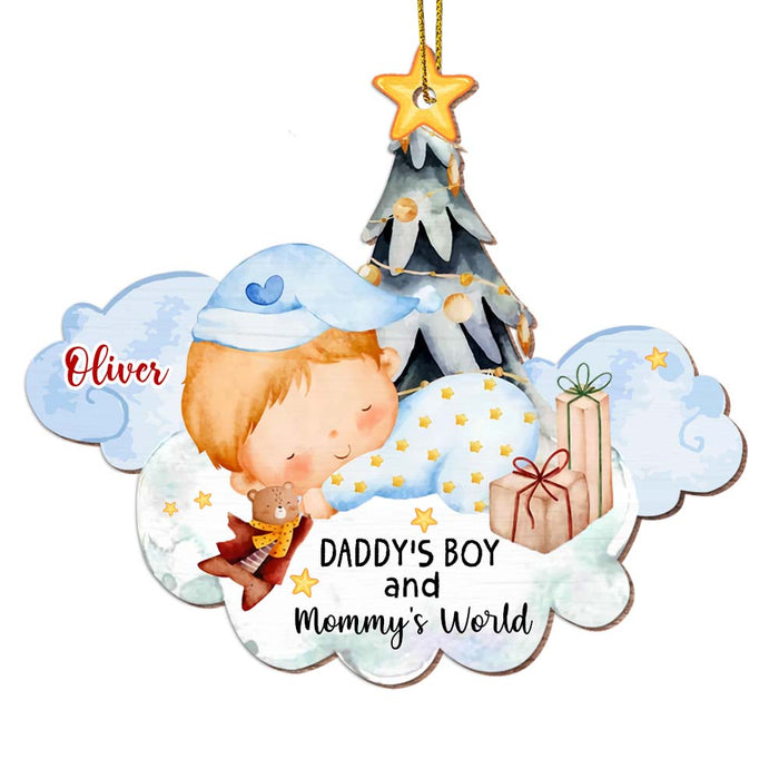 Personalized Christmas Gift For Newborn Baby Daddy And Mommy's World Ornament 28555 1
