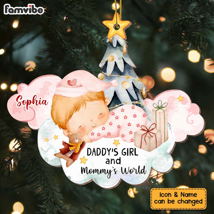 Personalized Christmas Gift For Newborn Baby Daddy And Mommy's World Ornament 28555 1