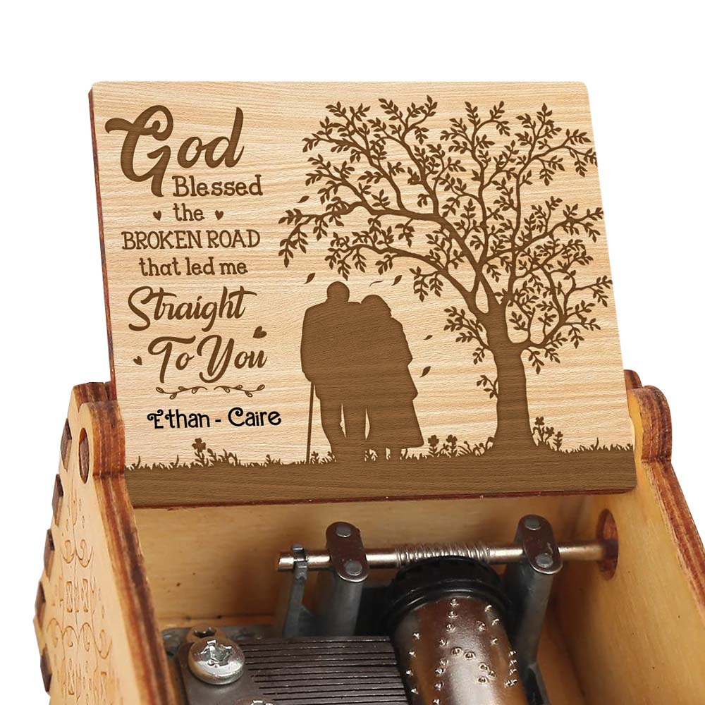 Personalized Gift For Old Couple God Blessed The Broken Road Music Box 30136 Primary Mockup