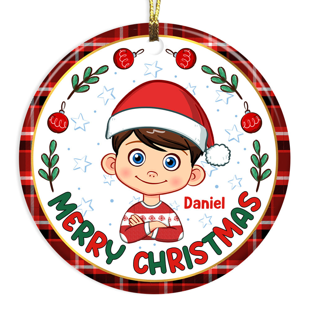 Personalized Christmas Gift For Grandson Custom Circle Ornament 28564 Primary Mockup