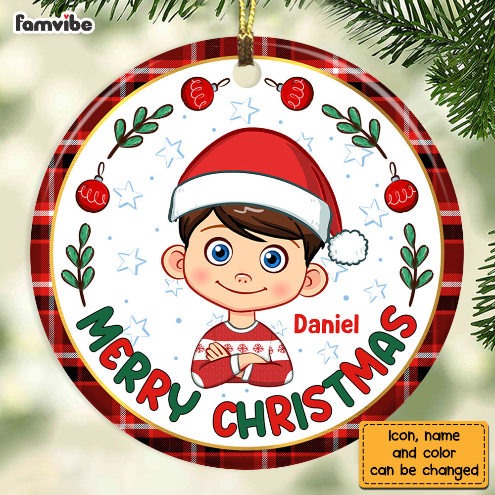 Personalized Christmas Gift For Grandson Custom Circle Ornament 28564 Primary Mockup