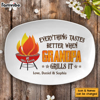 Personalized Grandpa Grillfather Everything Tastes Better Plate 28571 thumb 1