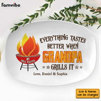 Personalized Grandpa Grillfather Everything Tastes Better Plate 28571 thumb 1