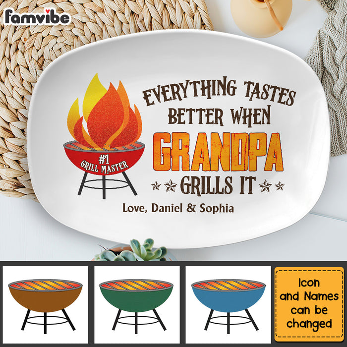 Personalized Grandpa Grillfather Everything Tastes Better Plate 28571 1