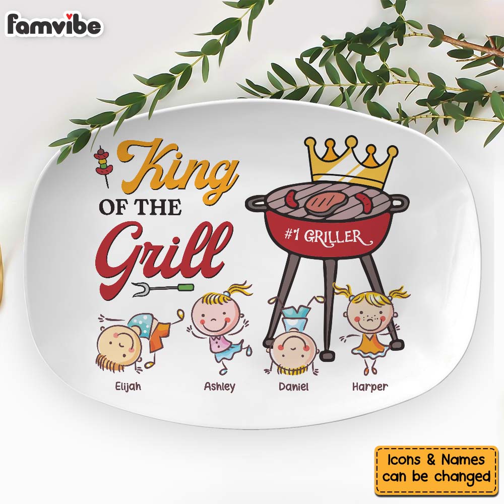 Personalized Grandpa Grillfather Grill Master Plate 28573 Primary Mockup
