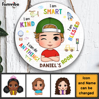 Personalized Gift For Grandson Smart Kind Blessed Kid Round Wood Sign 28576 thumb 1