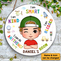 Personalized Gift For Grandson Smart Kind Blessed Kid Round Wood Sign 28576 thumb 1