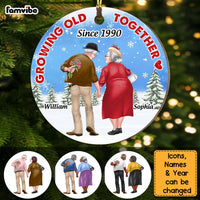 Personalized Gift For Old Couple Growing Old Together Since Circle Ornament 28579 thumb 1
