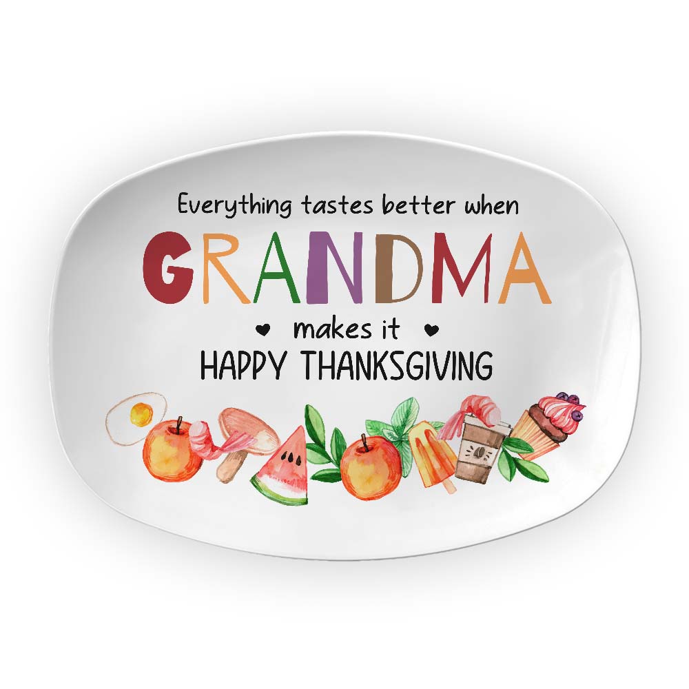 Personalized Grandma Kitchen Gift Everything Tastes Better Plate 28585 Primary Mockup