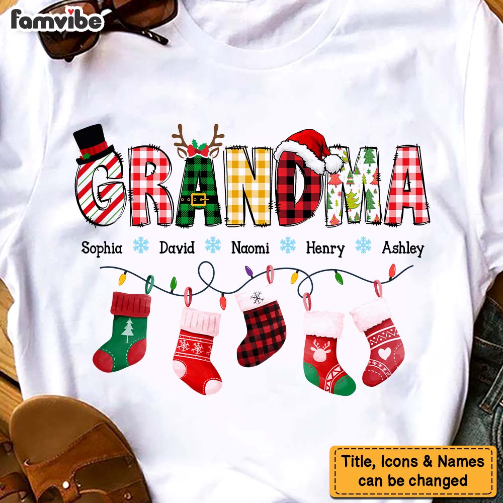 Personalized Gift For Grandma Christmas Socks Shirt Hoodie Sweatshirt 28590 Mockup 2