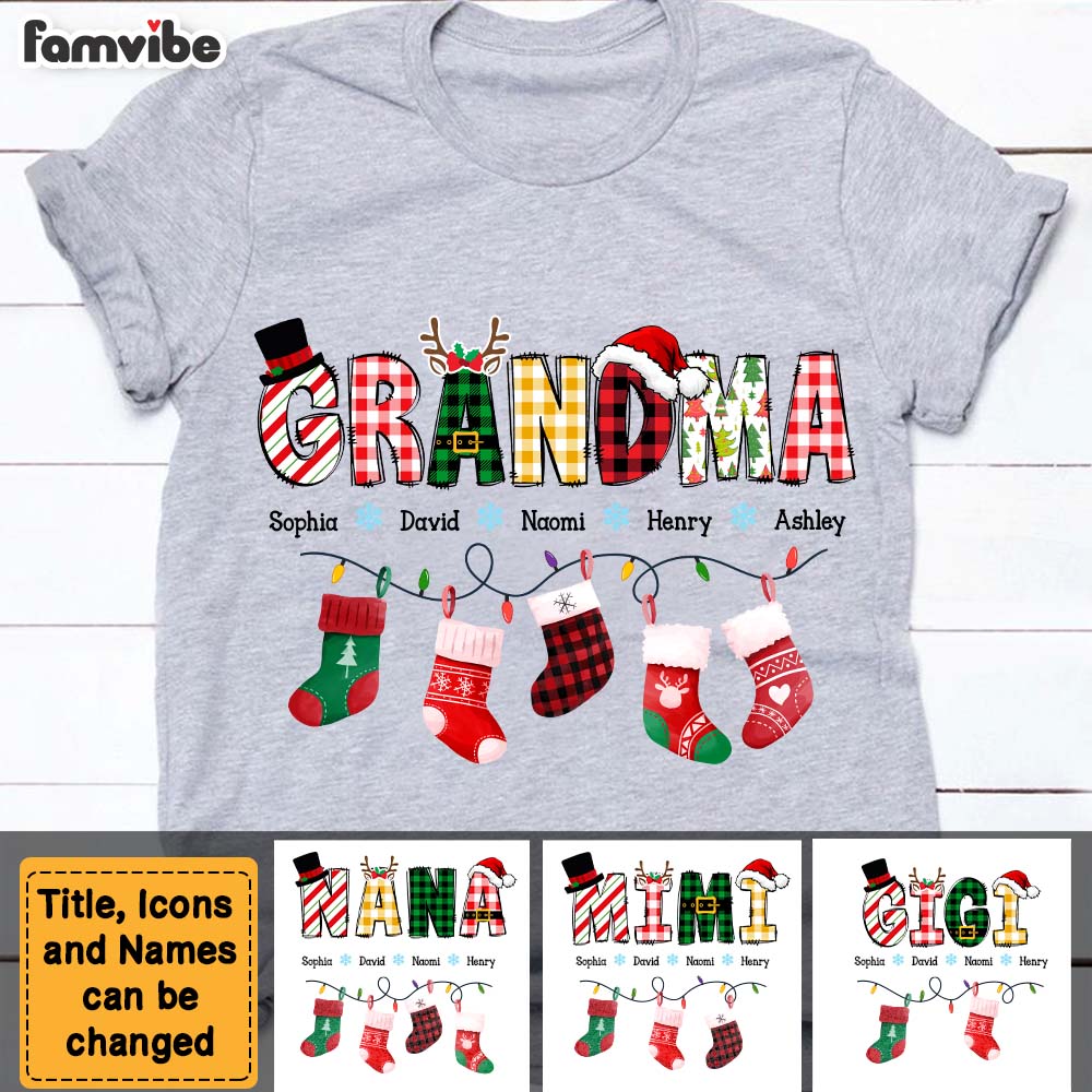 Personalized Gift For Grandma Christmas Socks Shirt Hoodie Sweatshirt 28590 Mockup 2