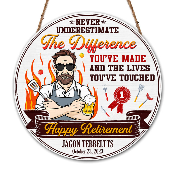 Personalized Retirement Gift For Grandpa Round Wood Sign 28596 1