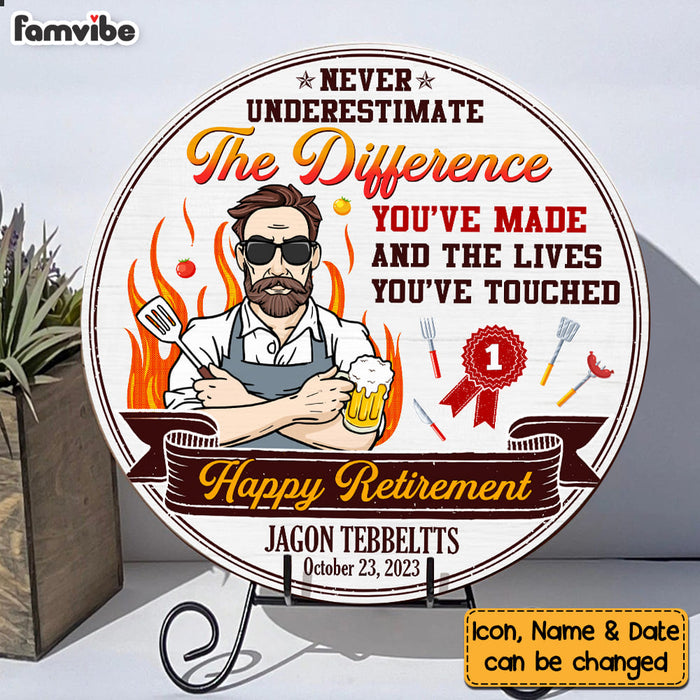 Personalized Retirement Gift For Grandpa Round Wood Sign 28596 1