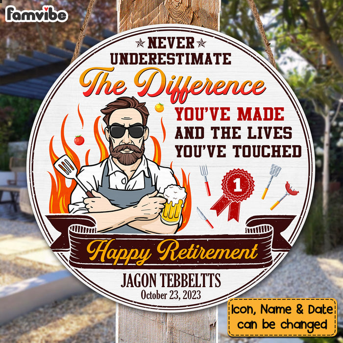 Personalized Retirement Gift For Grandpa Round Wood Sign 28596 1