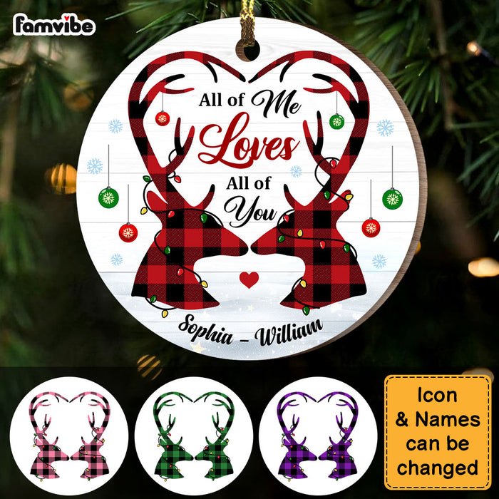Personalized Gift For Couple Deers All Of Me Loves All Of You Circle Ornament 28599 1
