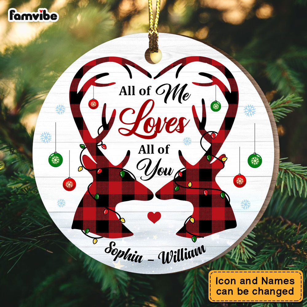 Personalized Gift For Couple Deers All Of Me Loves All Of You Circle Ornament 28599 Primary Mockup
