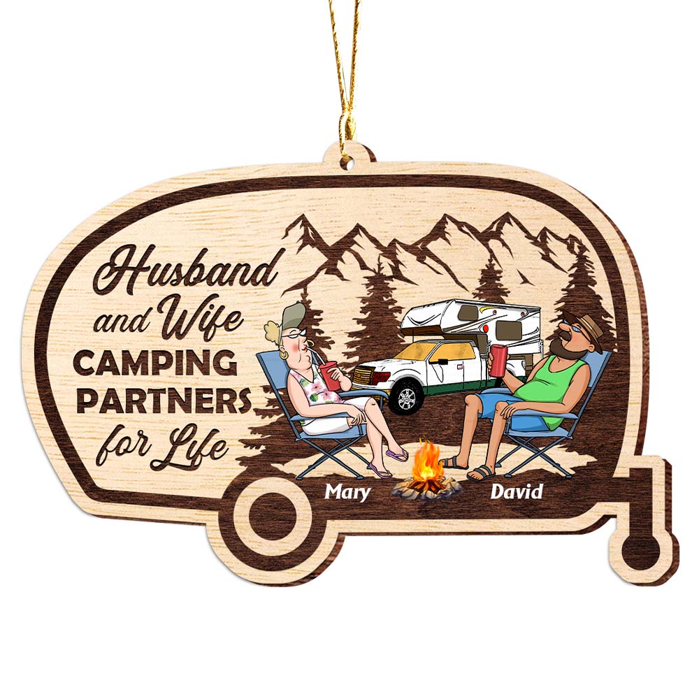 Personalized Gift For Old Couple Camping Partners For Life Ornament 28609 Primary Mockup