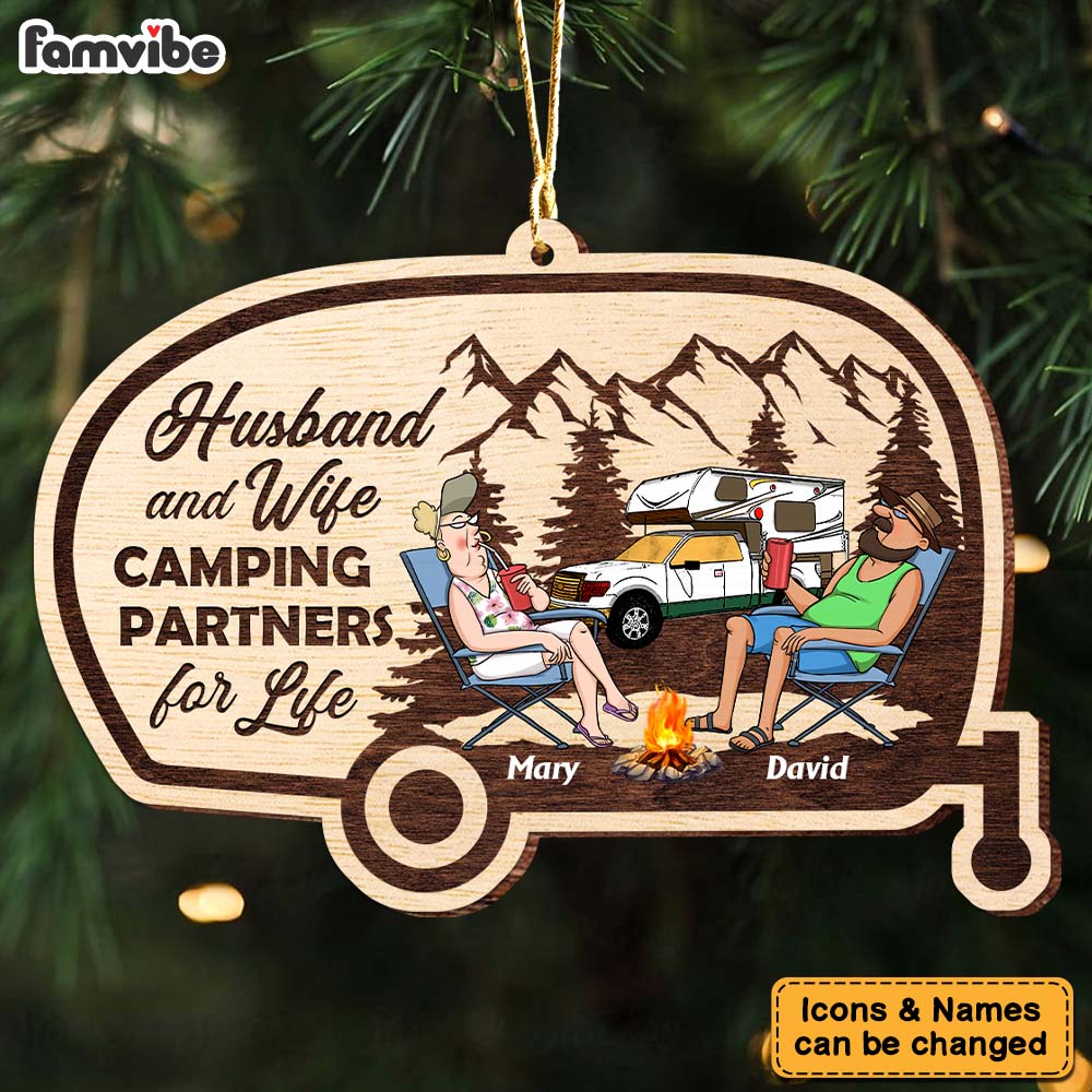 Personalized Gift For Old Couple Camping Partners For Life Ornament 28609 Primary Mockup