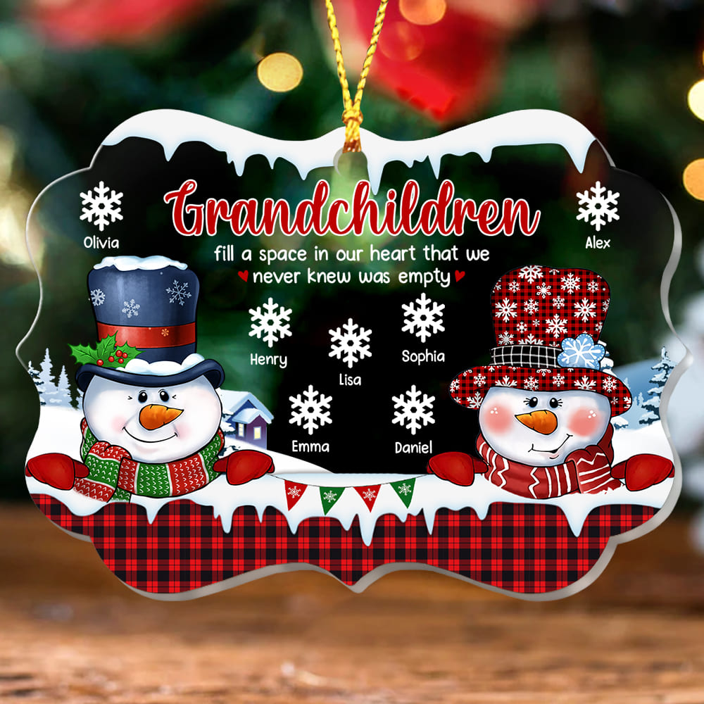 Personalized  Grandparents Snowman Grandchildren In Our Heart Benelux Ornament 28612 Primary Mockup