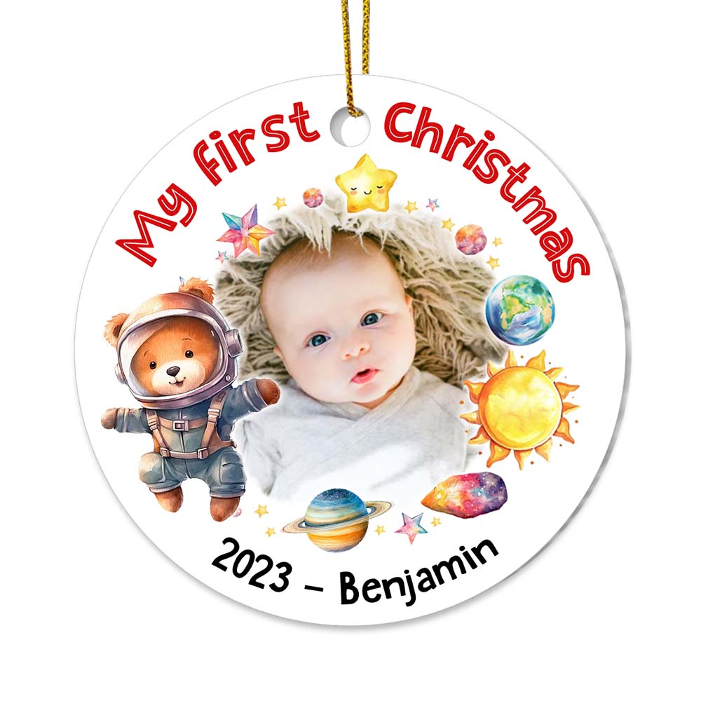 Personalized Gift For Baby Newborn My First Christmas Circle Ornament 28619 Primary Mockup