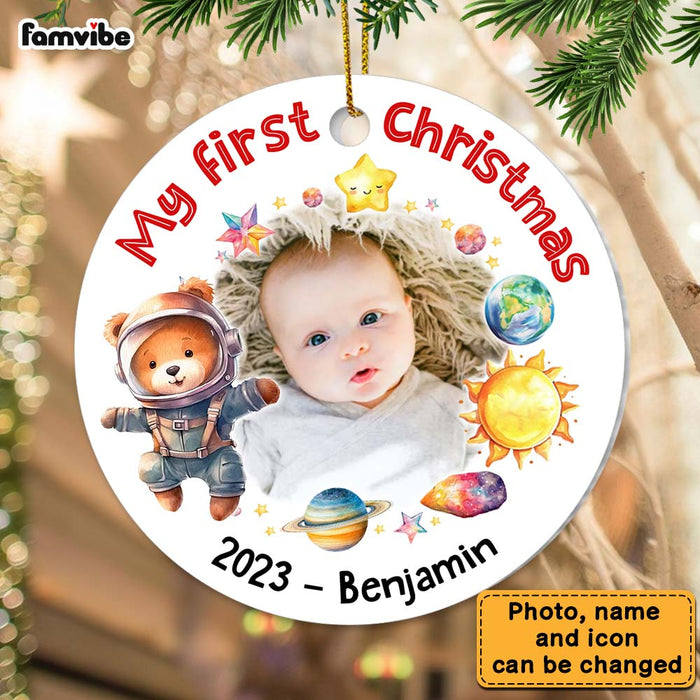 Personalized Gift For Baby Newborn My First Christmas Circle Ornament 28619 1