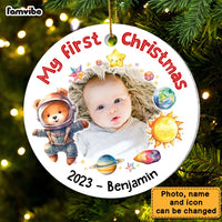 Personalized Gift For Baby Newborn My First Christmas Circle Ornament 28619 thumb 1