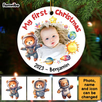 Personalized Gift For Baby Newborn My First Christmas Circle Ornament 28619 thumb 1