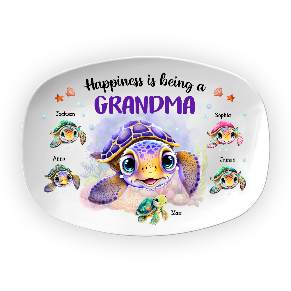 Personalized Gift For Nana Turtle Happiness Is Being A  Grandma Plate 28621 Primary Mockup
