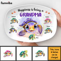 Personalized Gift For Nana Turtle Happiness Is Being A  Grandma Plate 28621 thumb 1