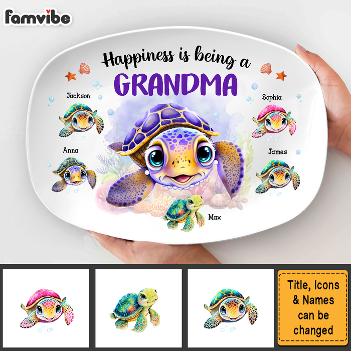 Personalized Gift For Nana Turtle Happiness Is Being A  Grandma Plate 28621 1