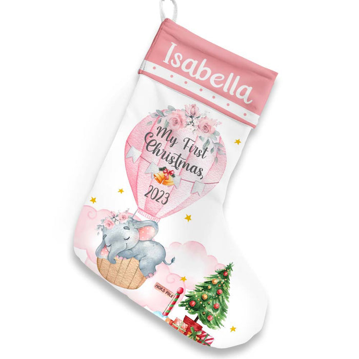 Personalized Baby Gift My First Christmas Elephant Stocking 28624 1