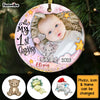 Personalized Baby's First Christmas Animal Upload Photo Circle Ornament 28629 thumb 1