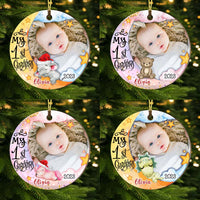 Personalized Baby's First Christmas Animal Upload Photo Circle Ornament 28629 thumb 1