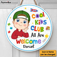 Personalized Gift For Grandson Cool Kids Club Round Wood Sign 28637 thumb 1