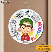 Peronalized Gift For Grandson My Playroom Round Wood Sign 28638 thumb 1