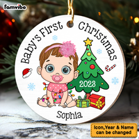 Personalized Baby 1st Christmas Circle Ornament 28643 thumb 1
